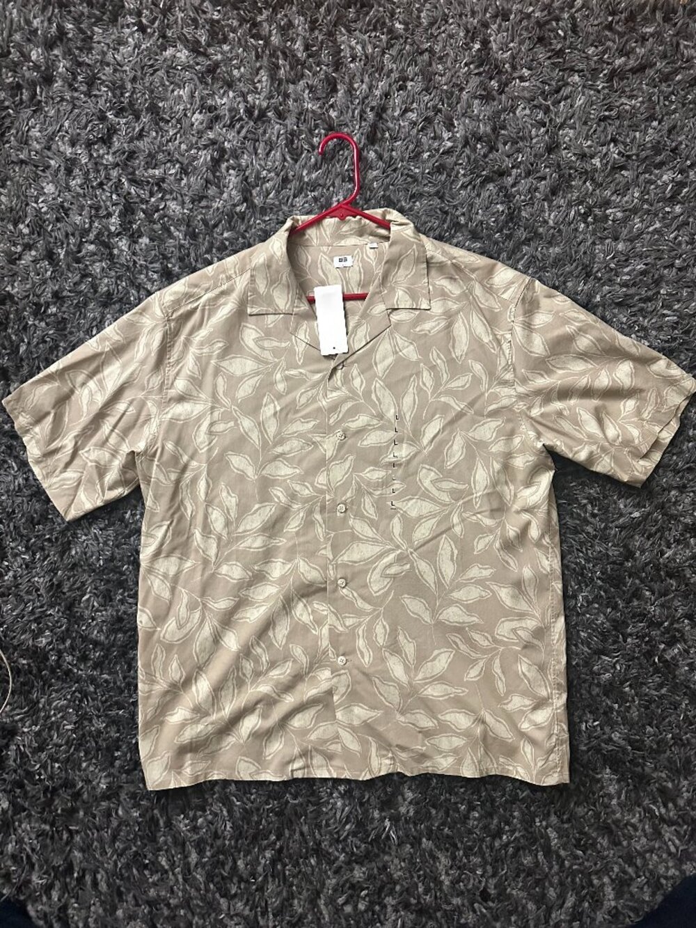 Uniqlo Modal Cotton Printed Open Collar Short Sleeve Shirt - Size Men's Large